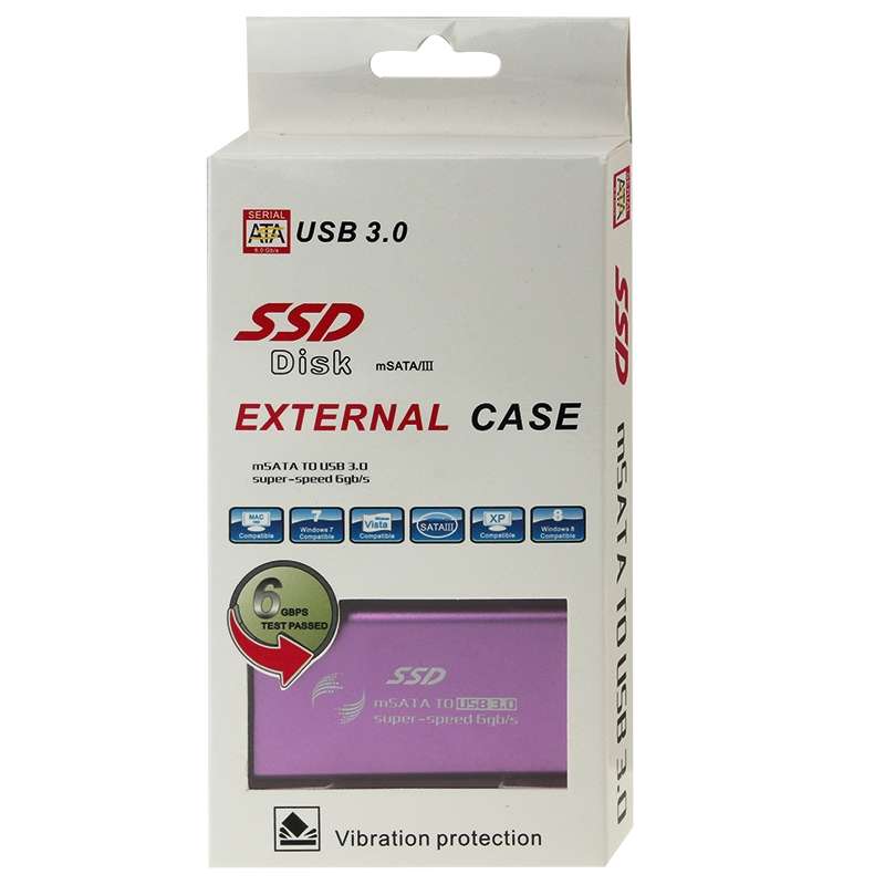 6gb/s mSATA Solid State Disk SSD to USB 3.0 Hard Disk Case(Purple)