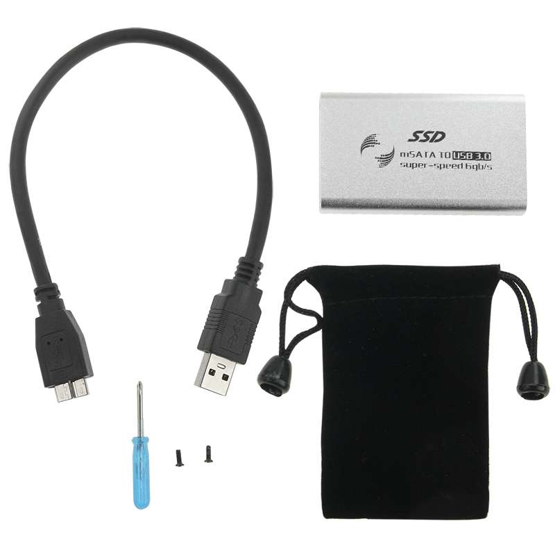 6gb/s mSATA Solid State Disk SSD to USB 3.0 Hard Disk Case(Silver)