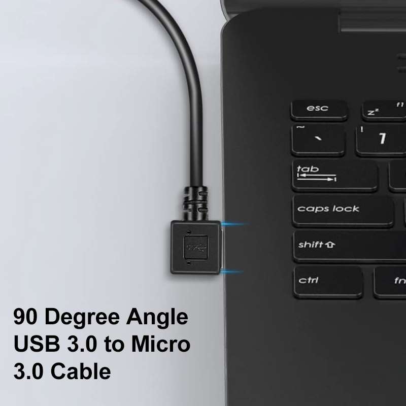 26cm 90 Degree Right Angle USB 3.0 to 90 Degree Right Angle Micro 3.0 Data Cable for Galaxy Note I