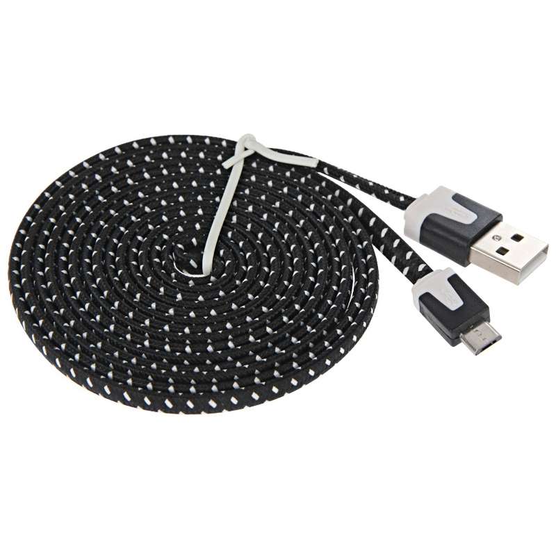2m Woven Style Micro USB to USB Data / Charging Cable(Black)
