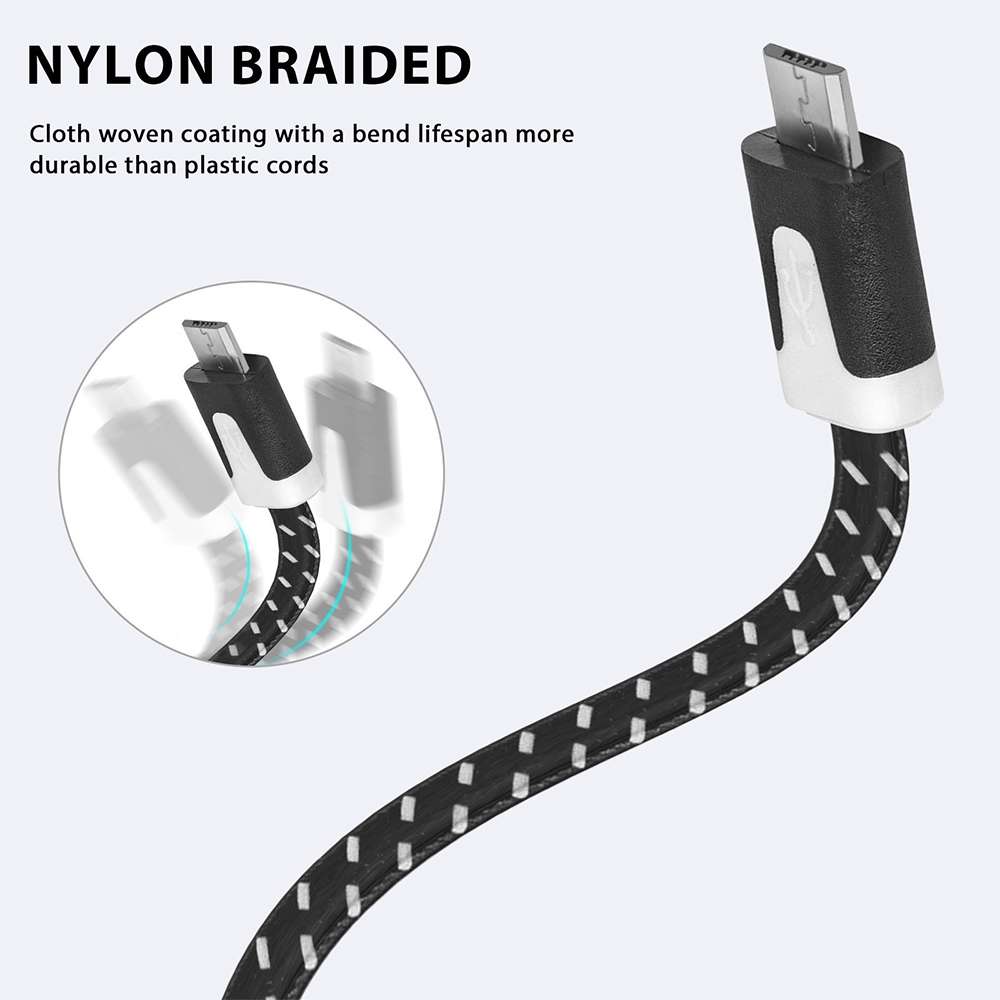 2m Woven Style Micro USB to USB Data / Charging Cable(Black)