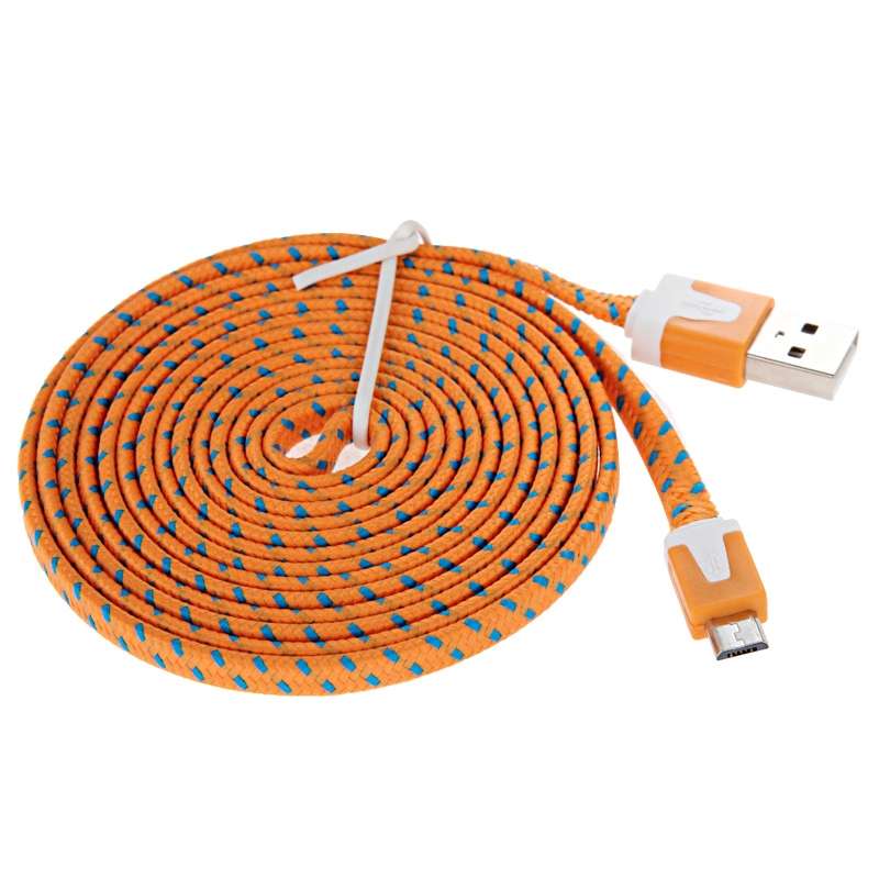 2m Woven Style Micro USB to USB Data / Charging Cable(Orange)