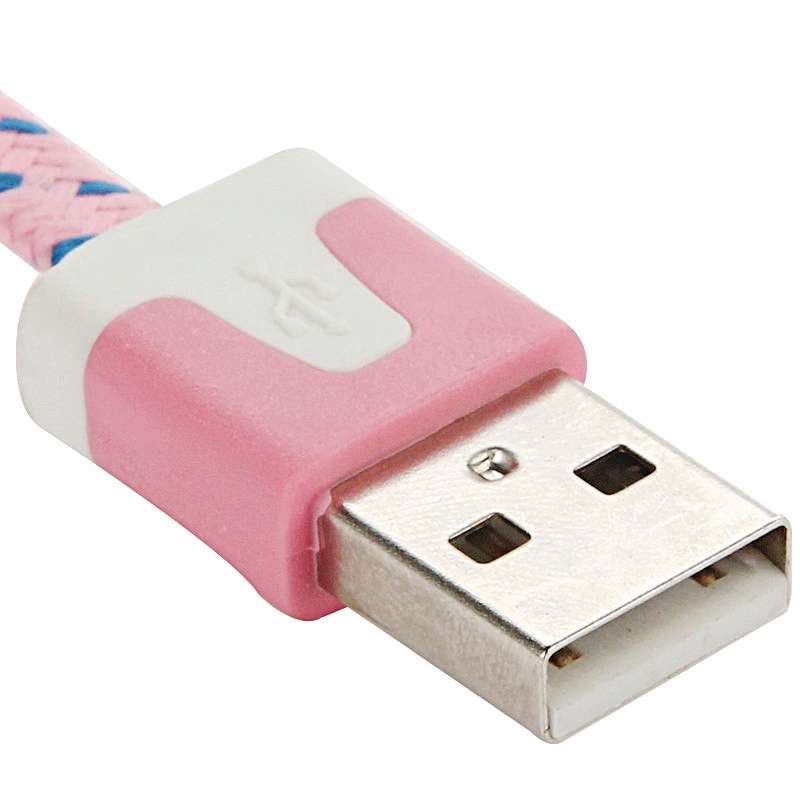2m Woven Style Micro USB to USB Data / Charging Cable(Pink)