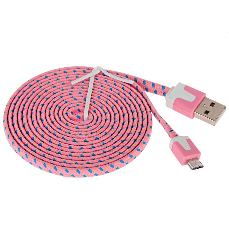 2m Woven Style Micro USB to USB Data / Charging Cable(Pink)