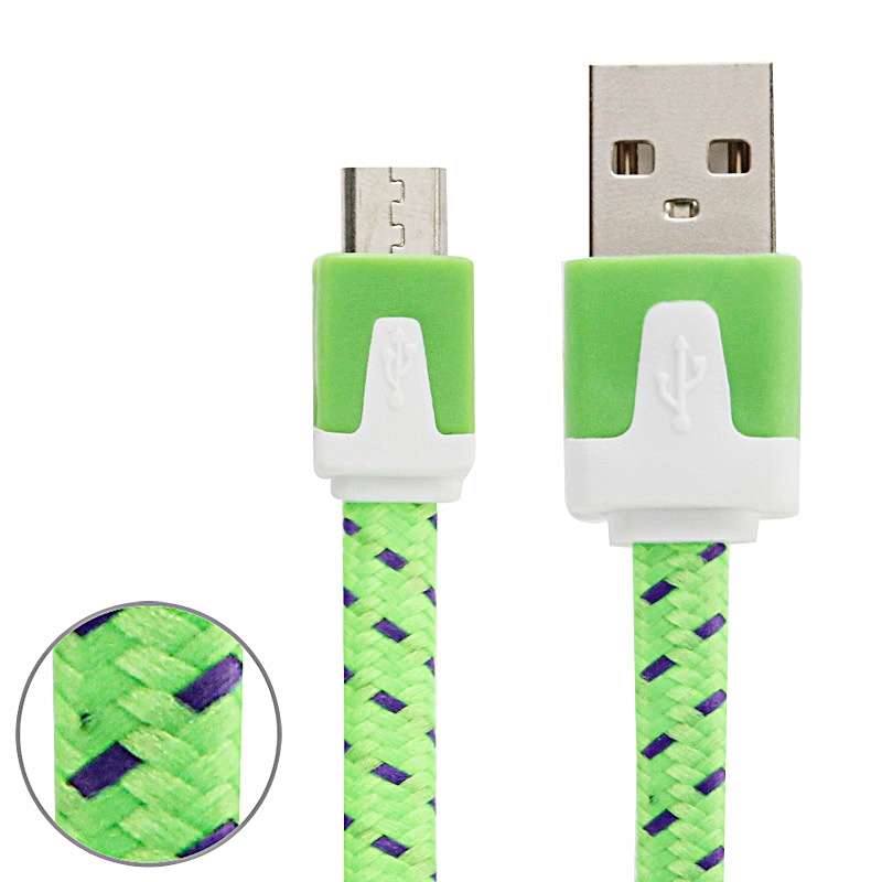 2m Woven Style Micro USB to USB Data / Charging Cable(Green)