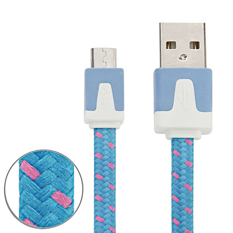 2m Woven Style Micro USB to USB Data / Charging Cable(Blue)