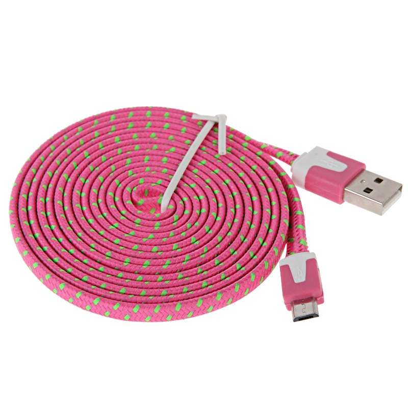2m Woven Style Micro USB to USB Data / Charging Cable(Magenta)