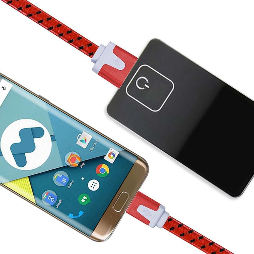 2m Woven Style Micro USB to USB Data / Charging Cable(Red)