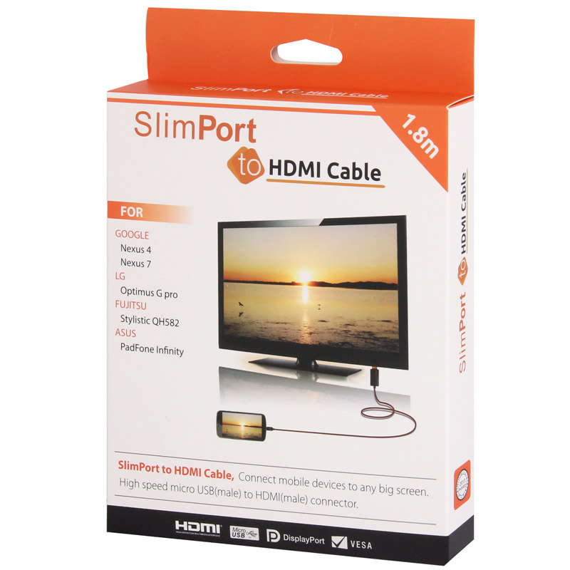 1.8m High Speed Micro USB Male SlimPort to HDMI Connector