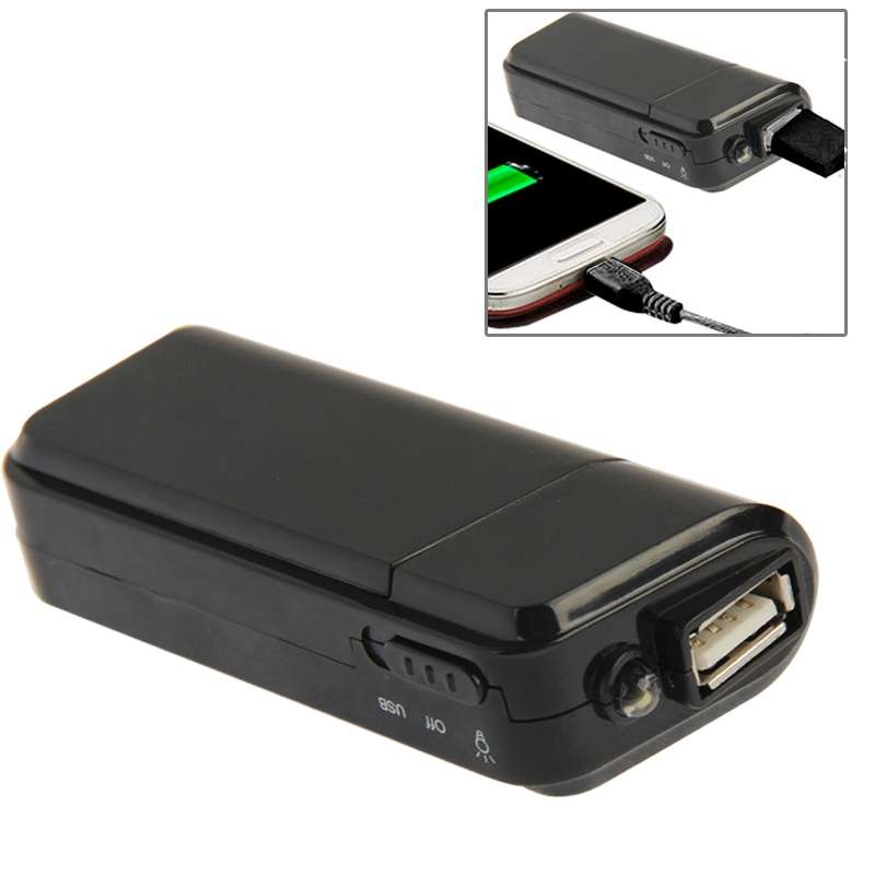 AA Batteries Emergency USB Charger with Flashlight(Black)