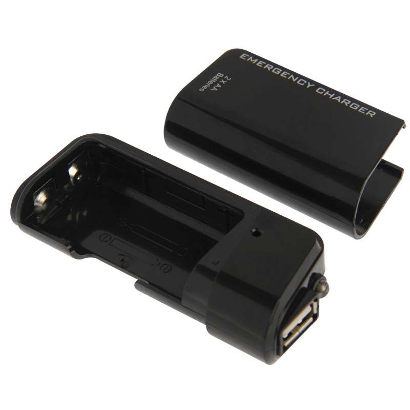 AA Batteries Emergency USB Charger with Flashlight(Black)