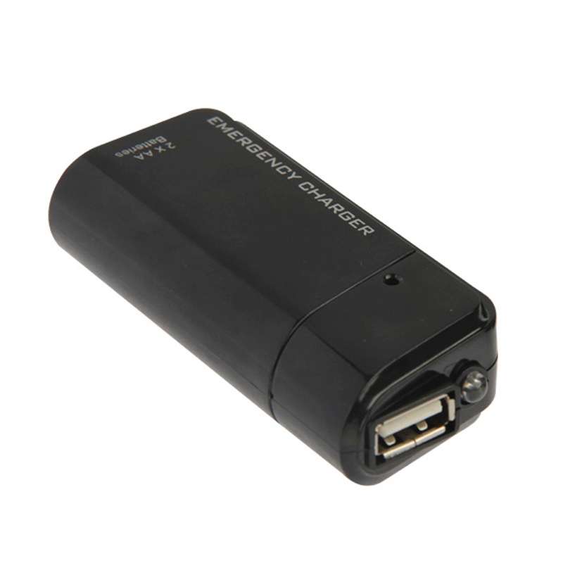 AA Batteries Emergency USB Charger with Flashlight(Black)