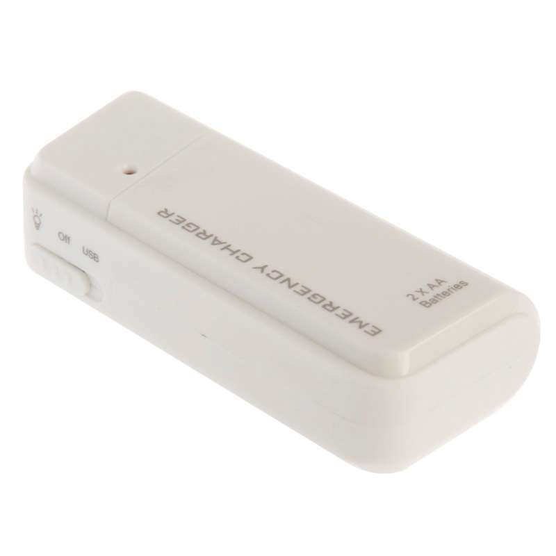 AA Batteries Emergency USB Charger with Flashlight(White)
