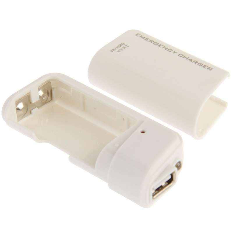 AA Batteries Emergency USB Charger with Flashlight(White)