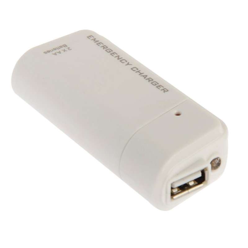 AA Batteries Emergency USB Charger with Flashlight(White)