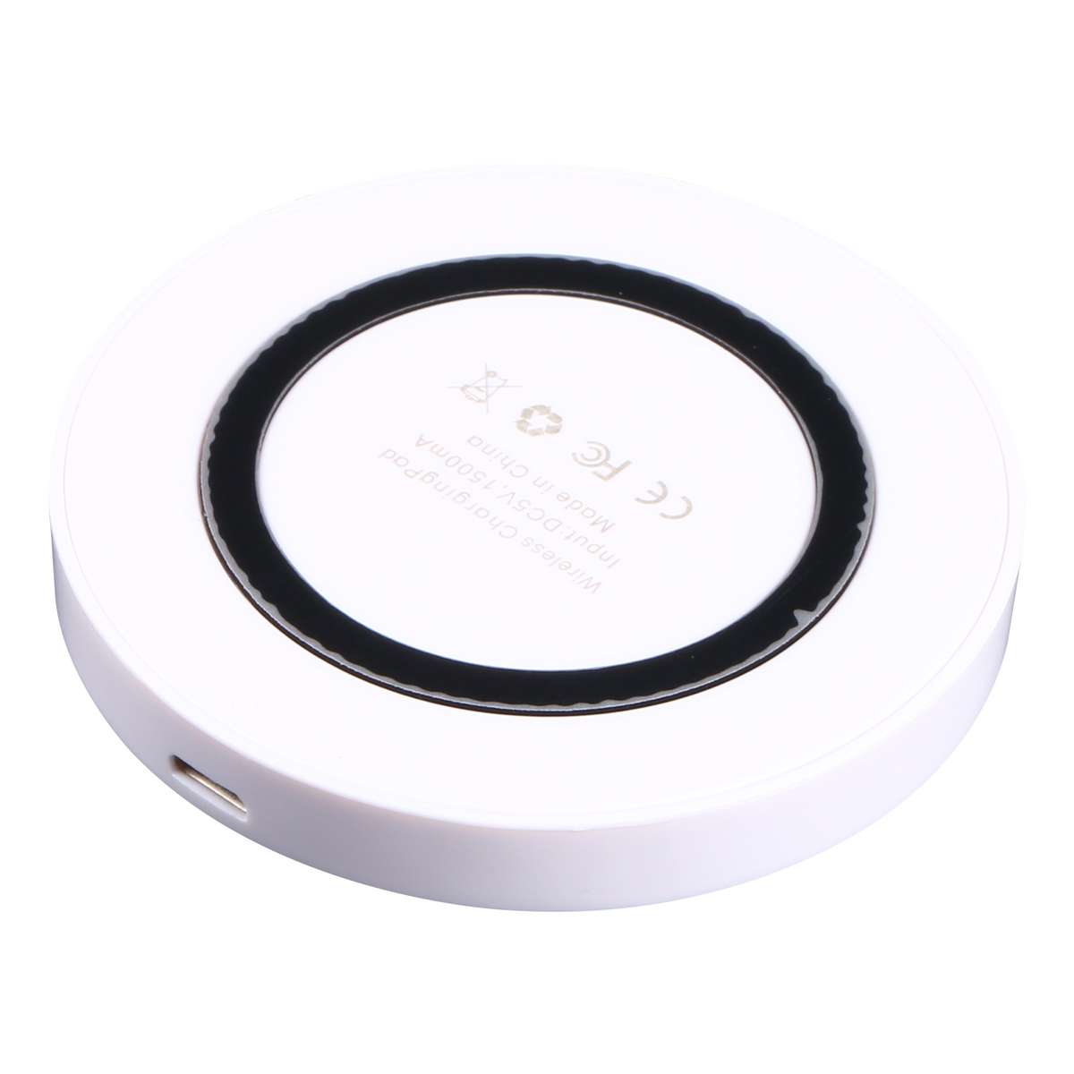 Universal QI Standard Round Wireless Charging Pad (White + Black)