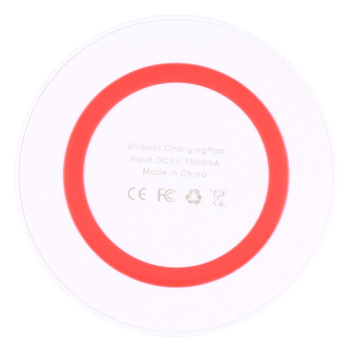 Universal QI Standard Round Wireless Charging Pad (White + Red)