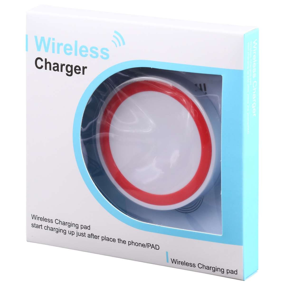 Universal QI Standard Round Wireless Charging Pad (White + Red)