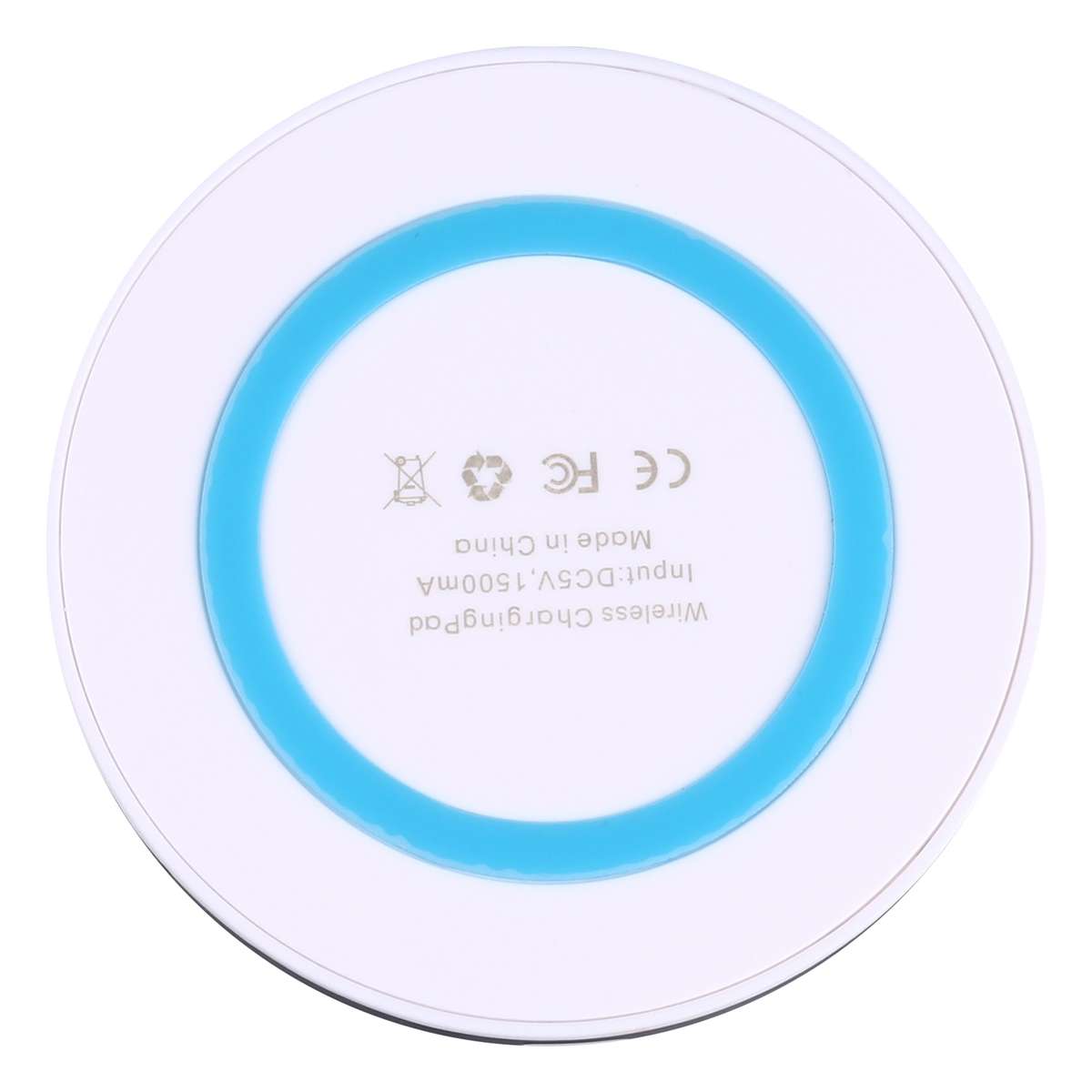 Universal QI Standard Round Wireless Charging Pad (White + Blue)