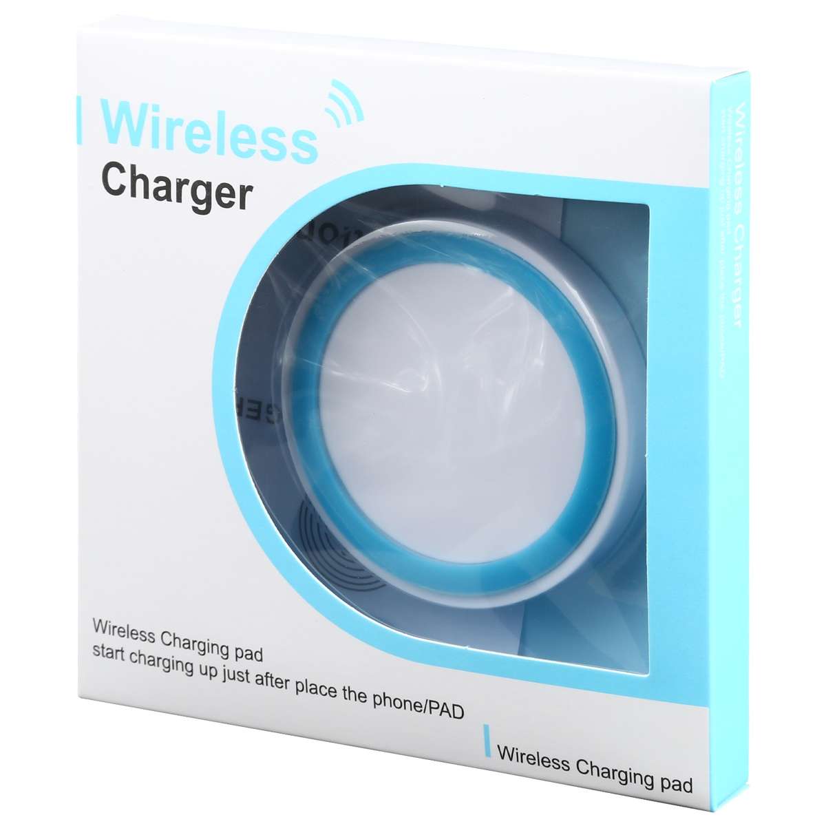 Universal QI Standard Round Wireless Charging Pad (White + Blue)