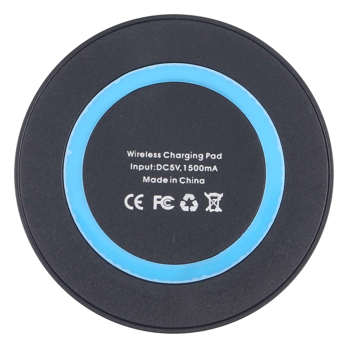 Universal QI Standard Round Wireless Charging Pad (Black + Blue)