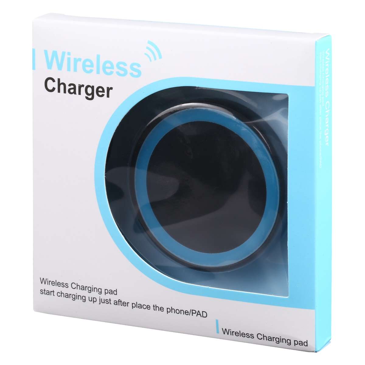 Universal QI Standard Round Wireless Charging Pad (Black + Blue)