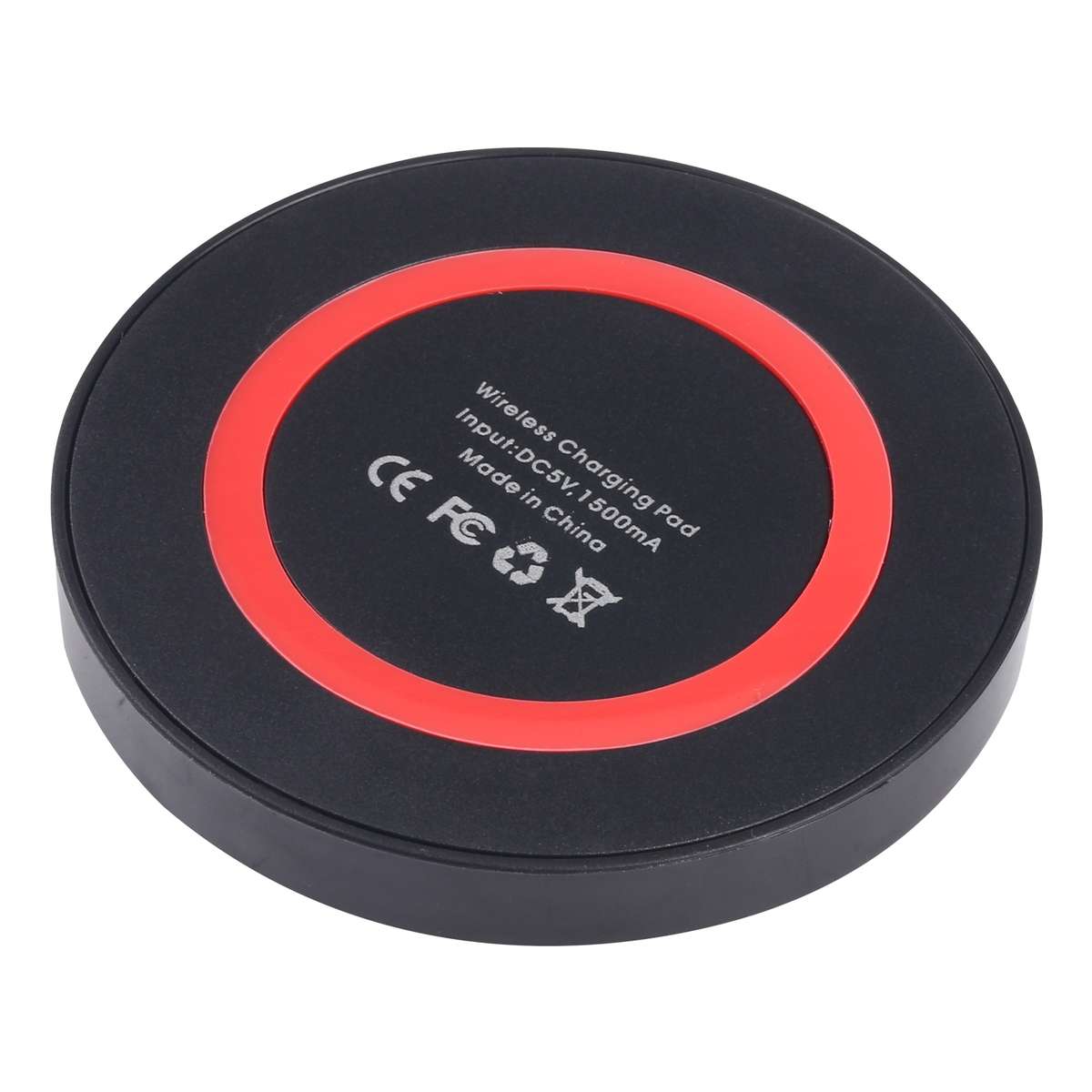 Universal QI Standard Round Wireless Charging Pad (Black + Red)