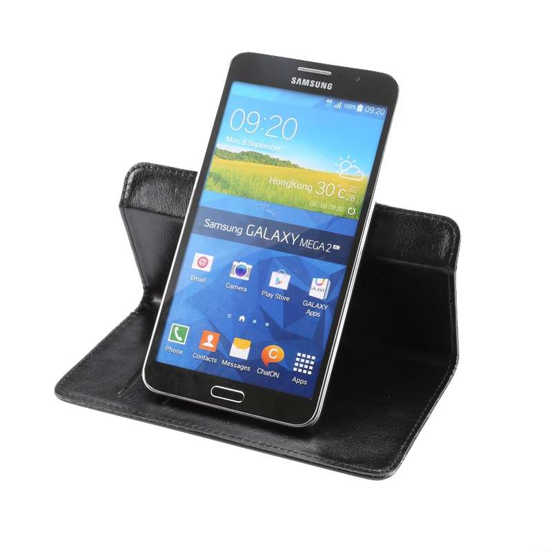 5.5-6.3 Inch Universal Crazy Horse Texture 360 Degree Rotating Carry Case with Holder ... (Black)