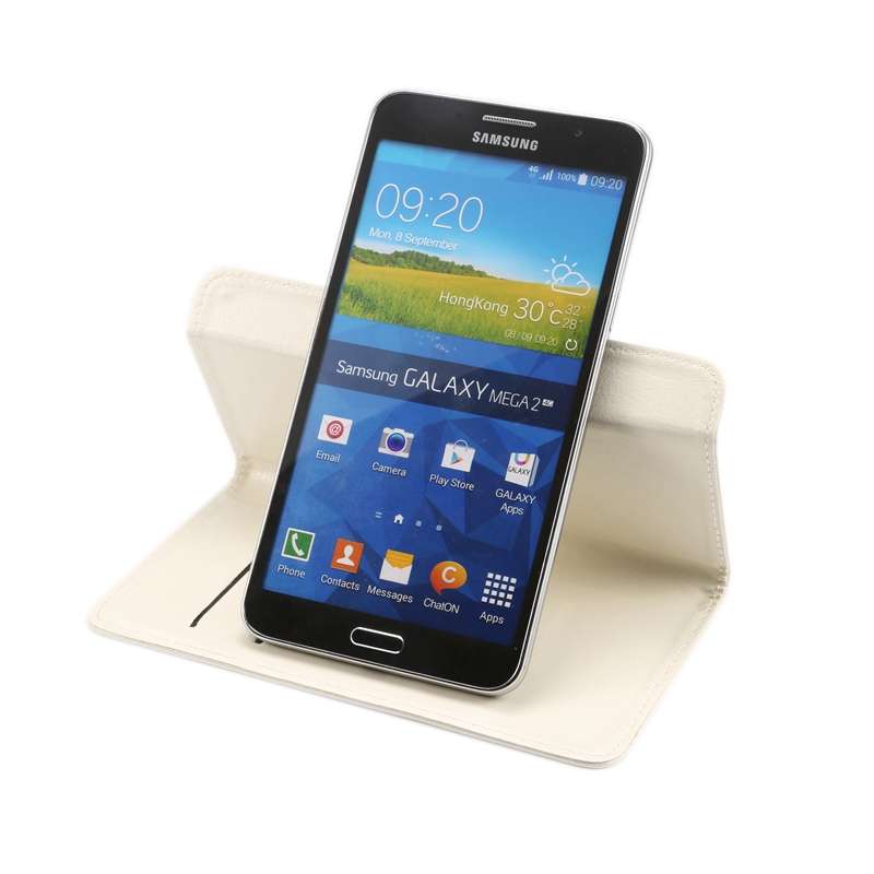 5.5-6.3 Inch Universal Crazy Horse Texture 360 Degree Rotating Carry Case with Holder ... (White)