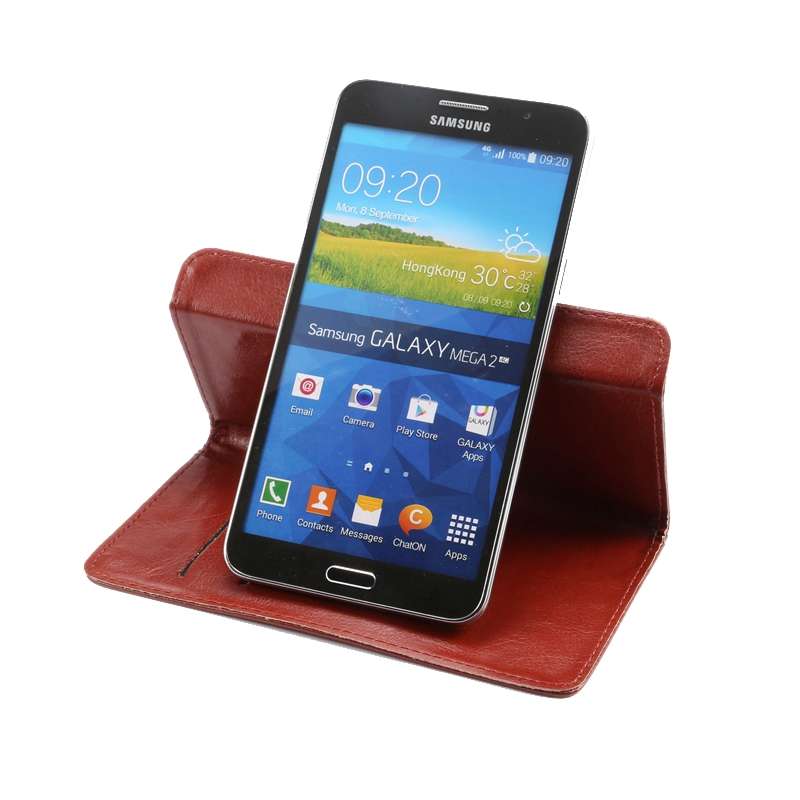 5.5-6.3 Inch Universal Crazy Horse Texture 360 Degree Rotating Carry Case with Holder ... (Brown)