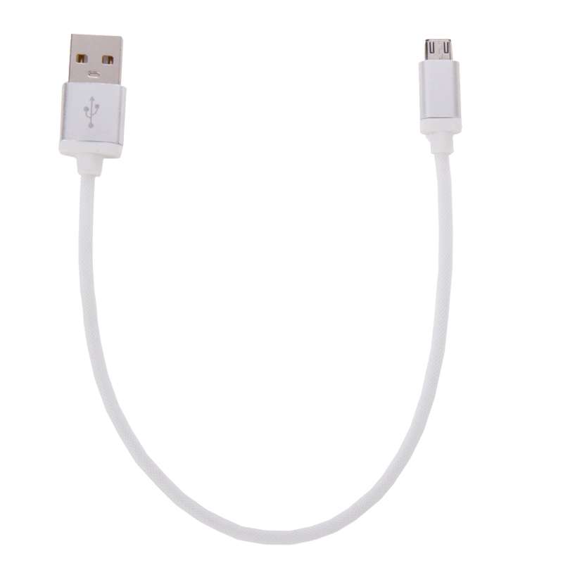 25cm Net Style Metal Head Micro USB to USB 2.0 Data / Charger Cable(White)