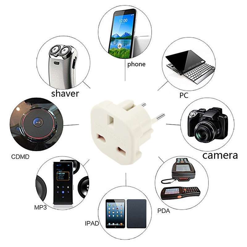 High Quality UK Plug to EU Plug AC Wall Universal Travel Power Socket Plug Adaptor(Black)