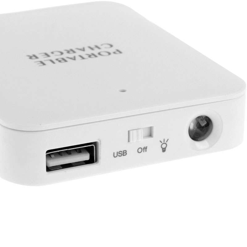 USB 2.0 4 x AA Batteries Box Portable Charger with Flashlight(White)