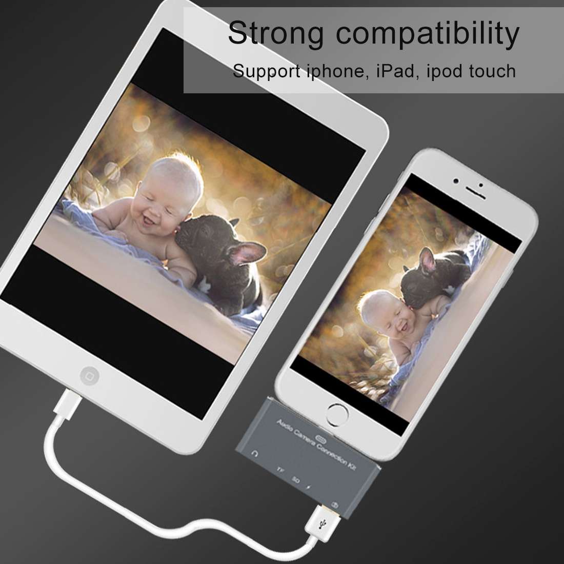 D-198 5 in 1 8 Pin to USB HUB +USB-C / Type-C + 3.5mm Earphone + SD + TF Card Reader for MacBook,