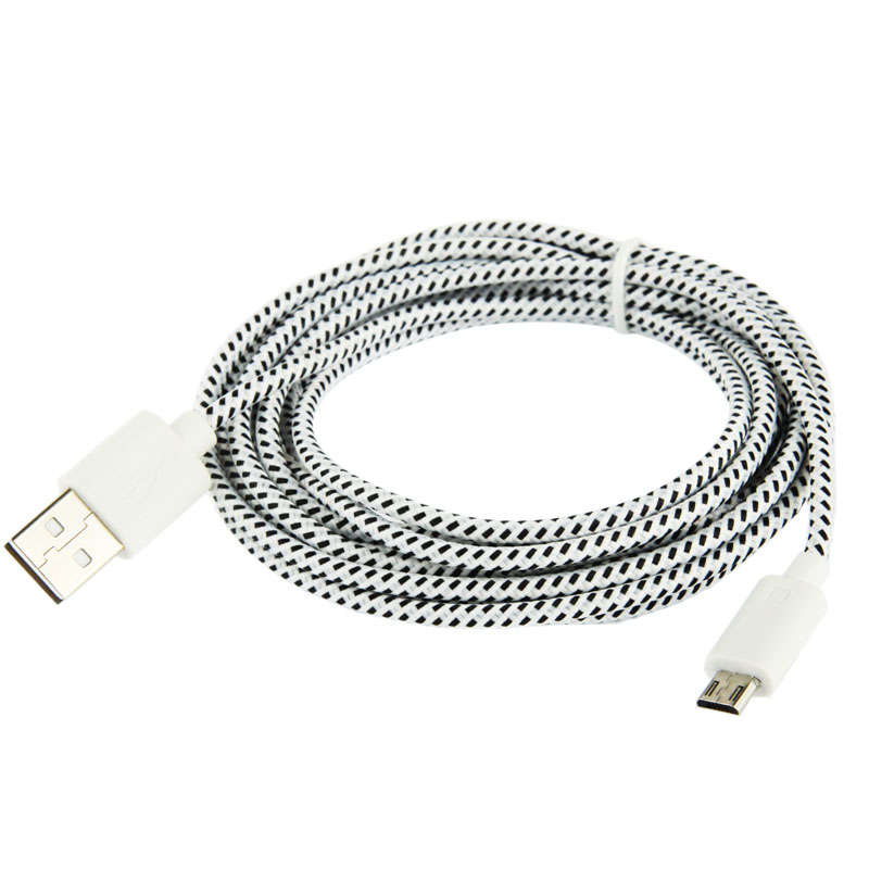 Nylon Netting Style Micro 5 Pin USB Data Transfer / Charge Cable, Length: 3m(White)