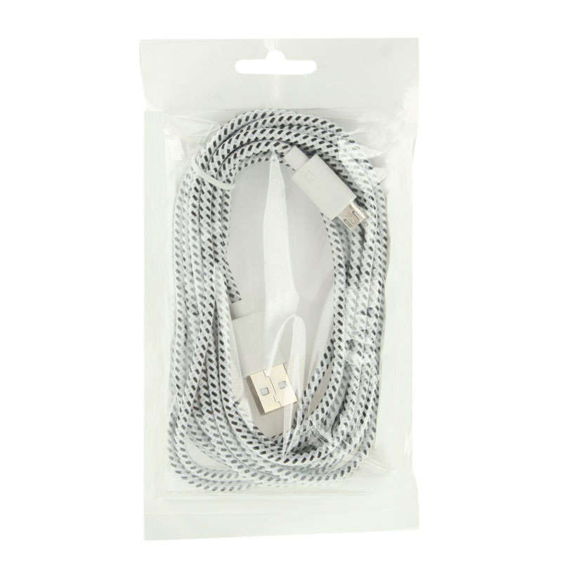 Nylon Netting Style Micro 5 Pin USB Data Transfer / Charge Cable, Length: 3m(White)