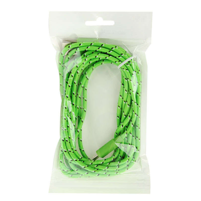 Nylon Netting Style Micro 5 Pin USB Data Transfer / Charge Cable, Length: 3m(Green)