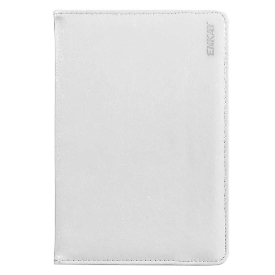 ENKAY 9 inch Tablets Leather Case Crazy Horse Texture 360 Degrees Rotation Protective ... (White)