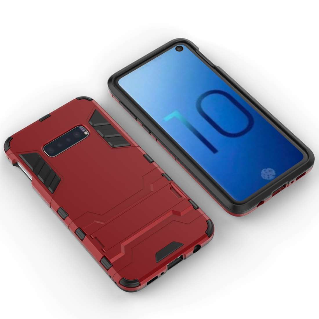 Shockproof PC + TPU Case for Galaxy S10e, with Holder(Navy Blue)