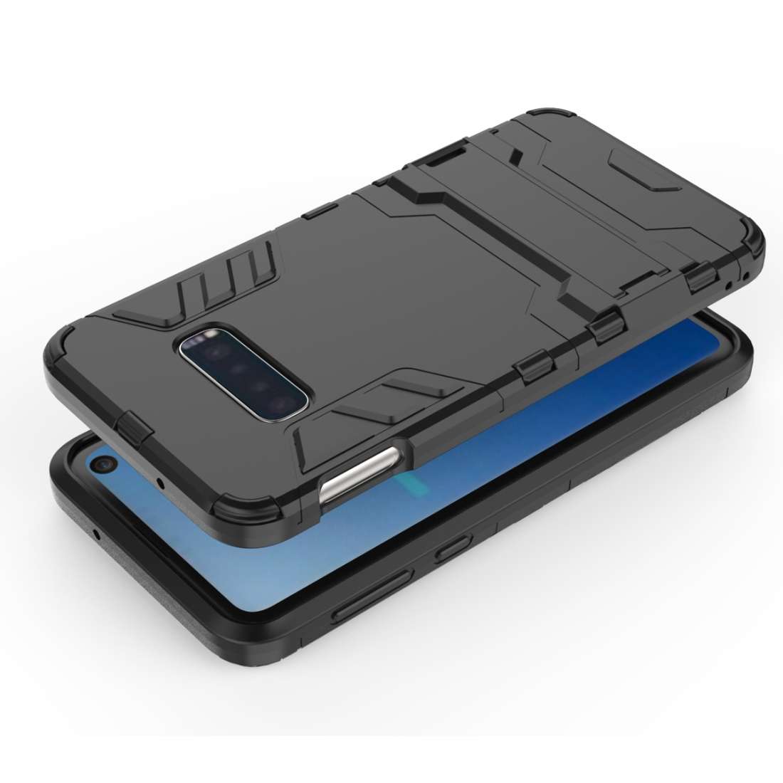 Shockproof PC + TPU Case for Galaxy S10e, with Holder(Navy Blue)