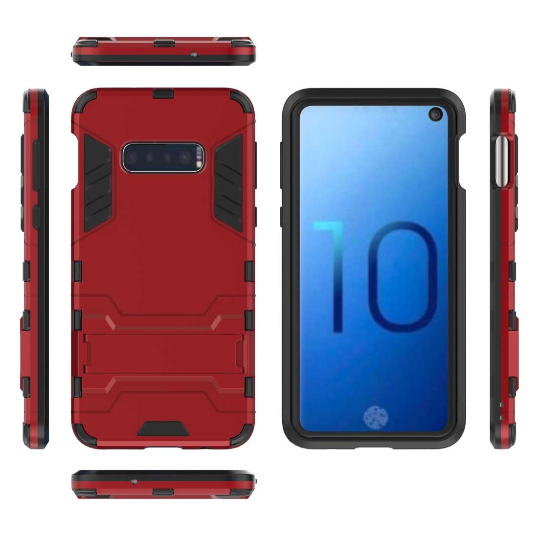 Shockproof PC + TPU Case for Galaxy S10e, with Holder(Navy Blue)