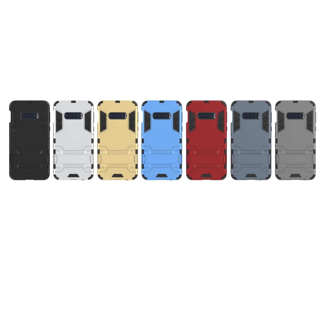 Shockproof PC + TPU Case for Galaxy S10e, with Holder(Navy Blue)