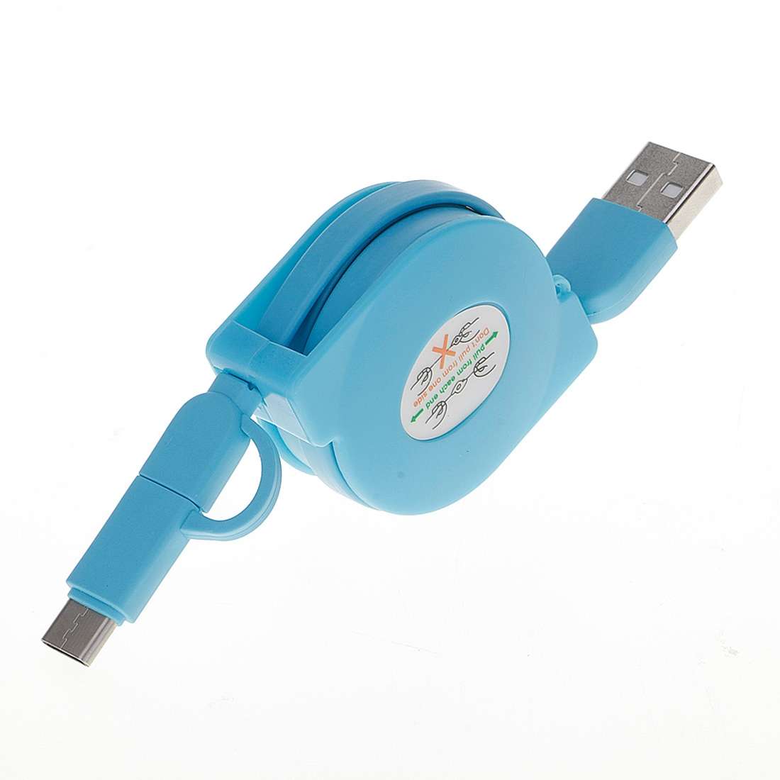1m 2A Two in One Retractable Micro USB to Type-C Data Sync Charging Cable