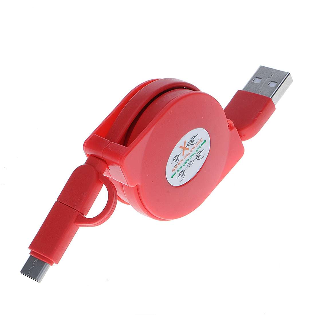 1m 2A Two in One Retractable Micro USB to Type-C Data Sync Charging Cable