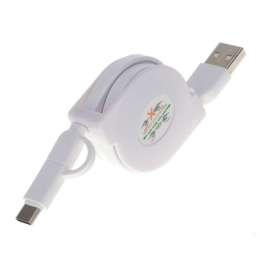 1m 2A Two in One Retractable Micro USB to Type-C Data Sync Charging Cable