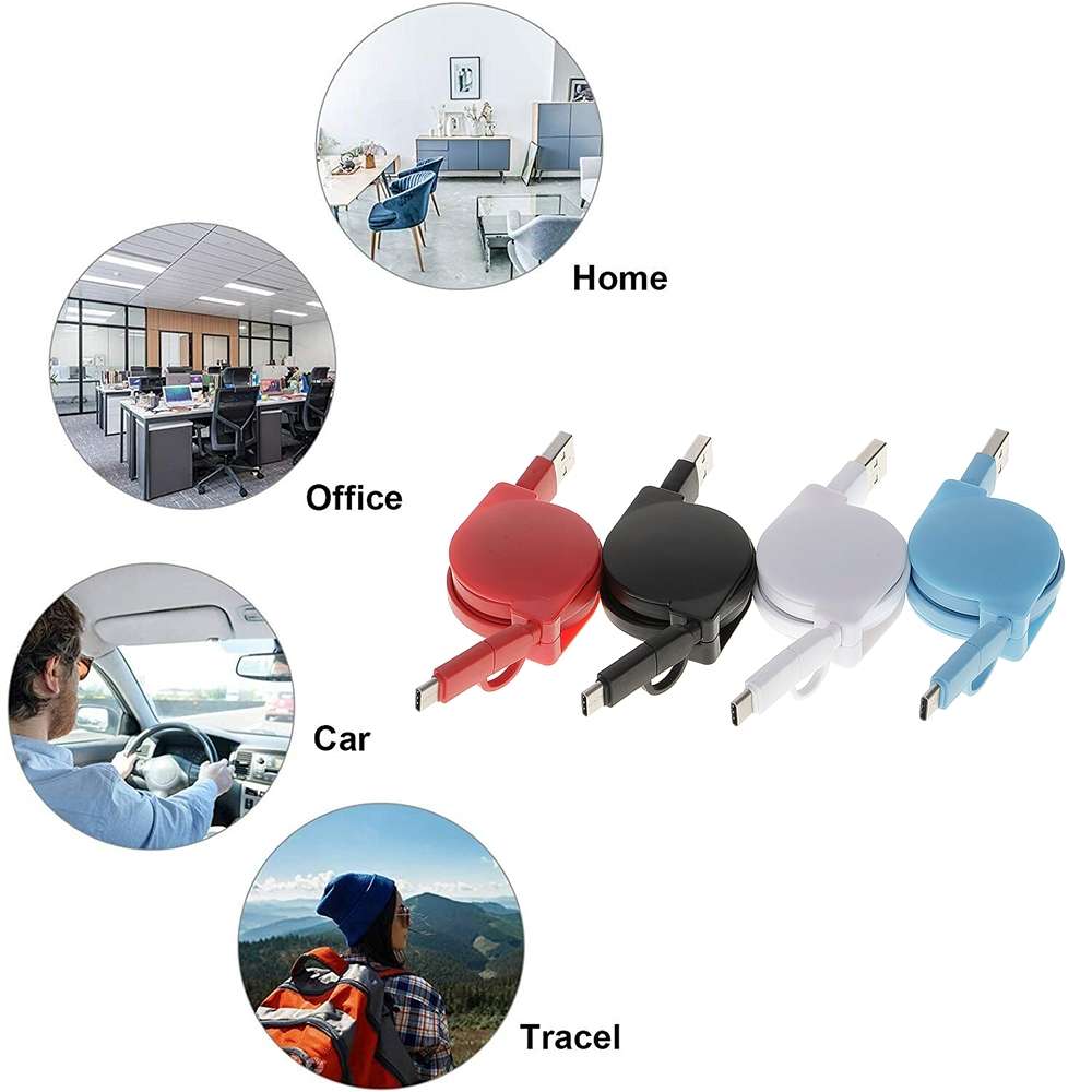 1m 2A Two in One Retractable Micro USB to Type-C Data Sync Charging Cable