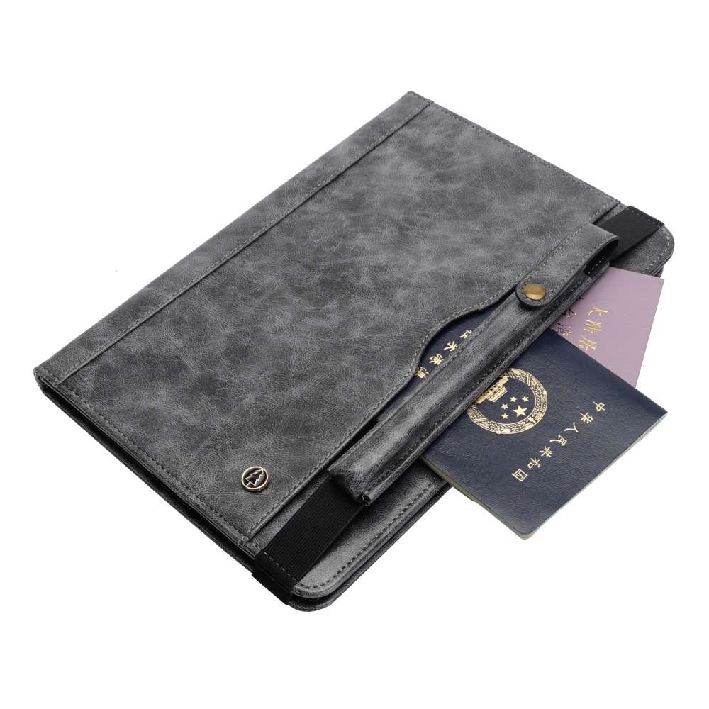 Horizontal Flip Leather Case for Galaxy Tab A T590 10.5 inch, with Double Card Slots & ... (Grey)