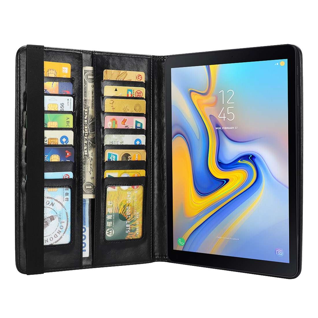 Horizontal Flip Leather Case for Galaxy Tab A T590 10.5 inch, with Double Card Slots & ... (Grey)