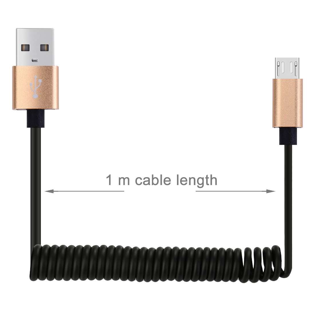 30cm to 100cm High Speed Spring Style Micro USB to USB 2.0 Flexible Elastic Spring Coiled Cable US