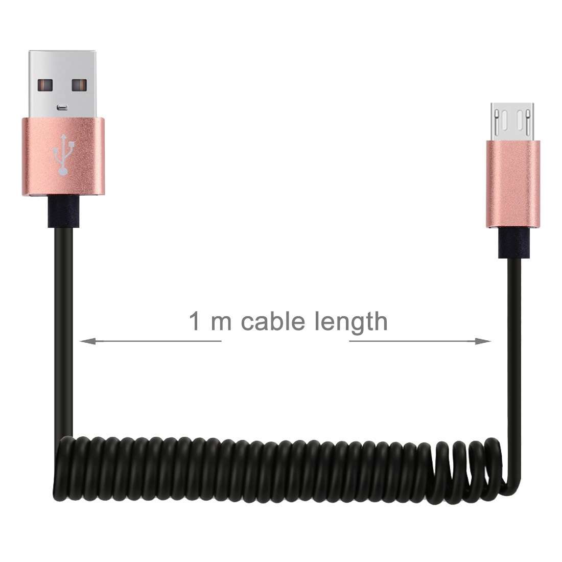 30cm to 100cm High Speed Spring Style Micro USB to USB 2.0 Flexible Elastic Spring Coiled Cable US